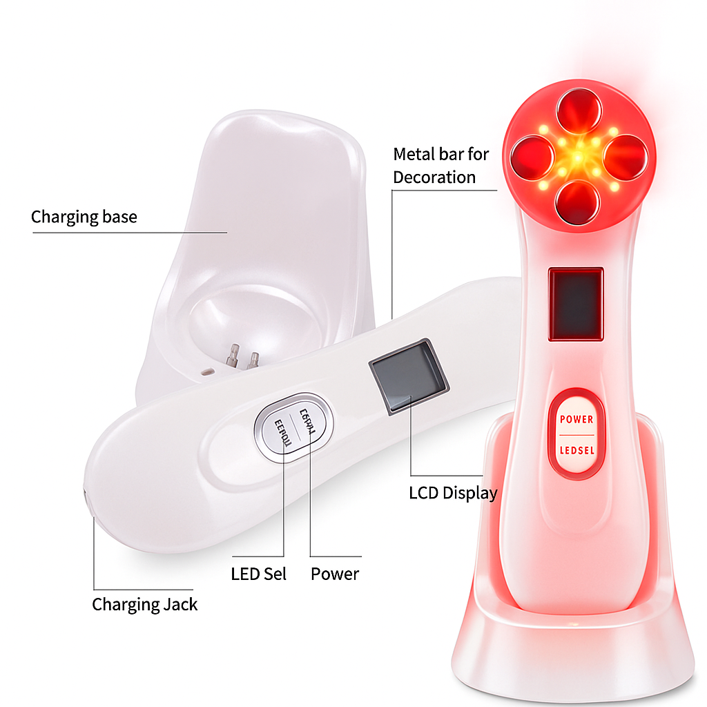 Système de rajeunissement facial RF cinq-en-un pour le raffermissement de la peau à domicile