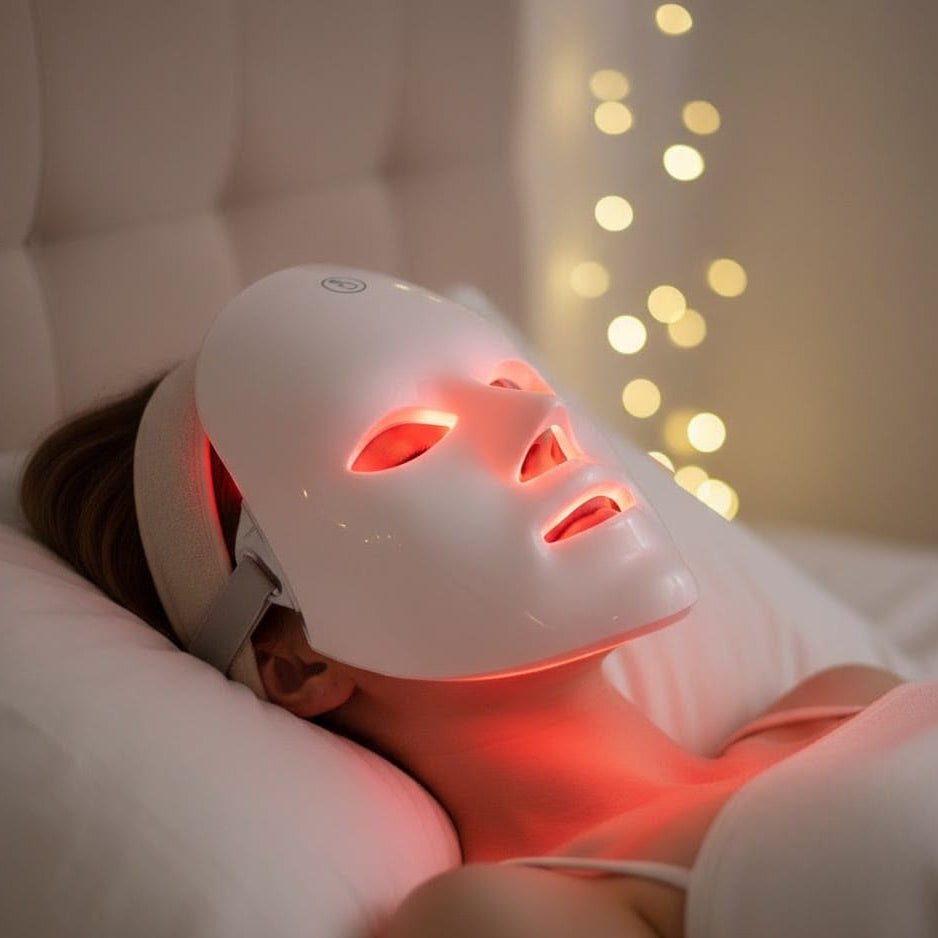 Maseczka LED AureaGlow z siedmioma trybami dla promiennej skóry w domu