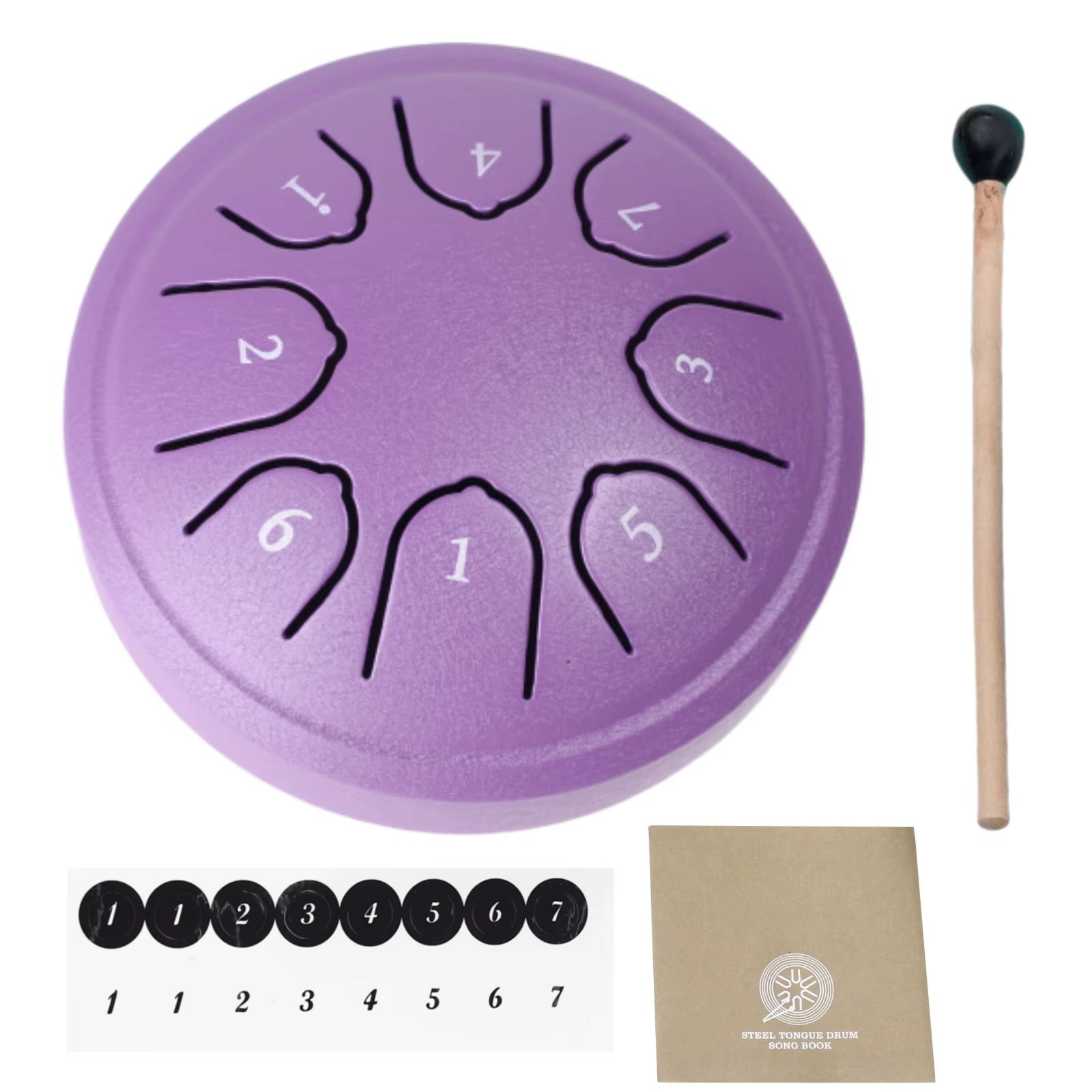 Tambor de lengua NovaTone, construcción de acero, diámetro de 4.5 pulgadas, mazos incluidos, compacto