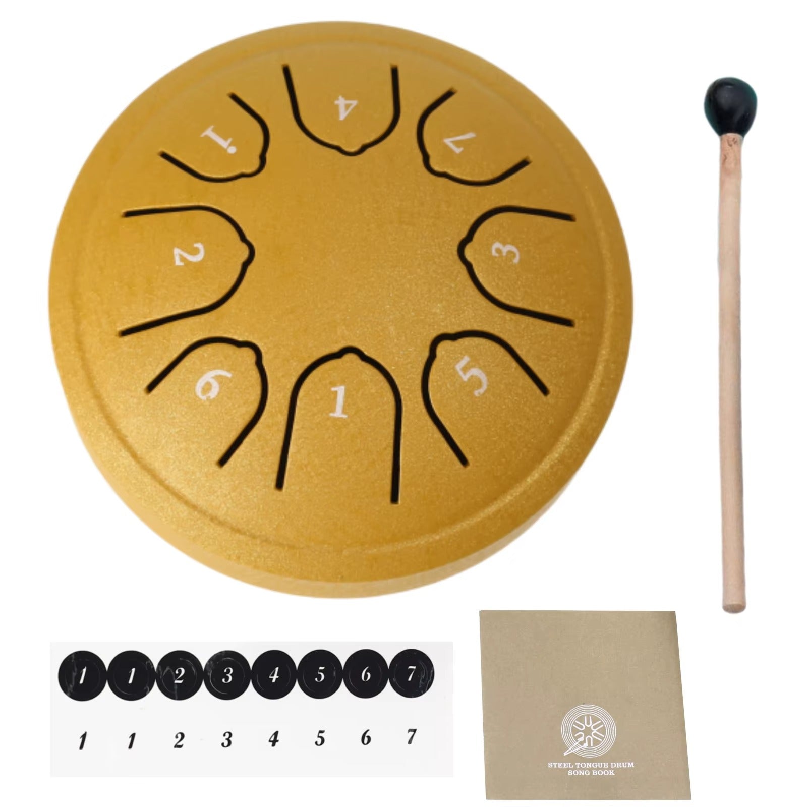 Tambor de lengua NovaTone, construcción de acero, diámetro de 4.5 pulgadas, mazos incluidos, compacto
