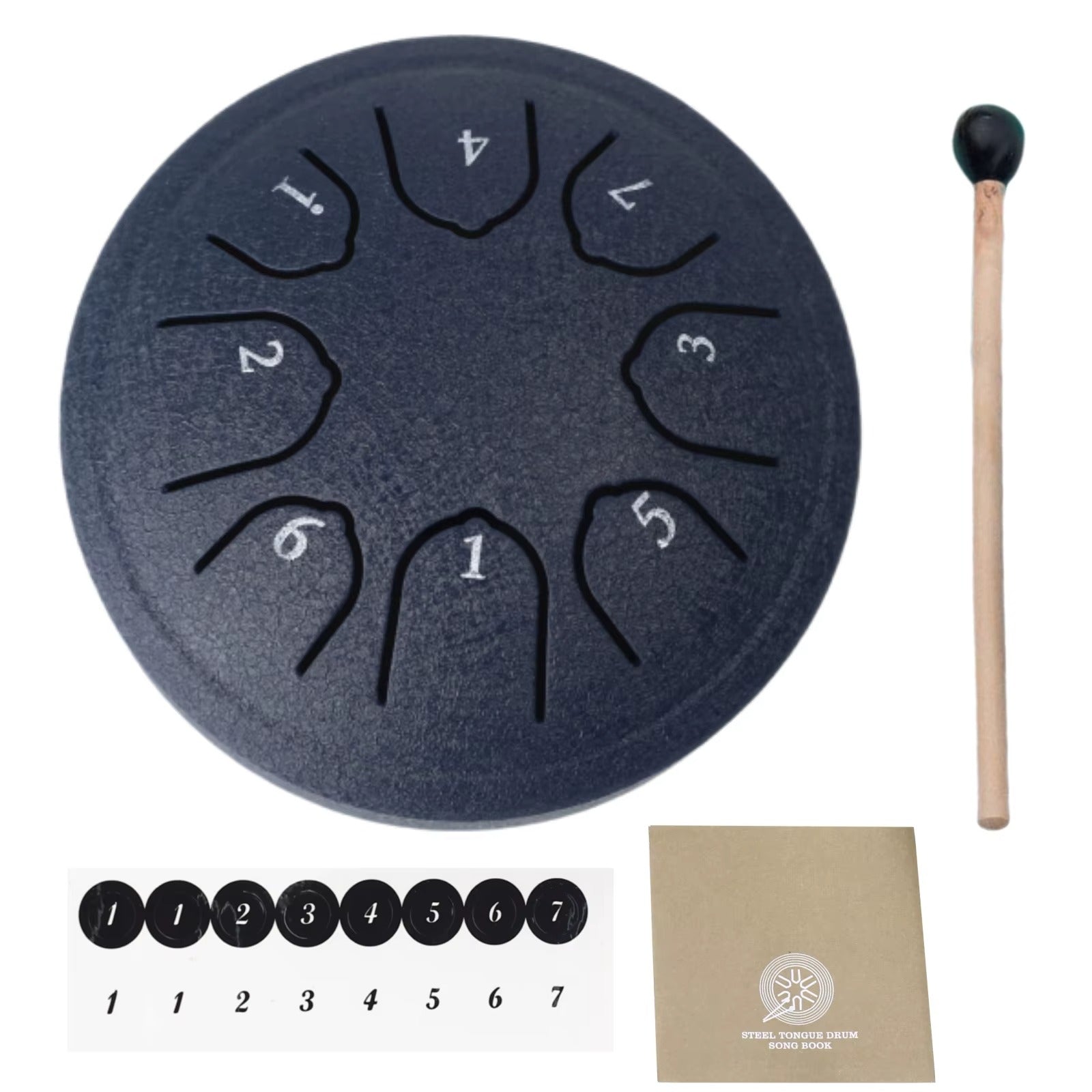 Tambor de lengua NovaTone, construcción de acero, diámetro de 4.5 pulgadas, mazos incluidos, compacto