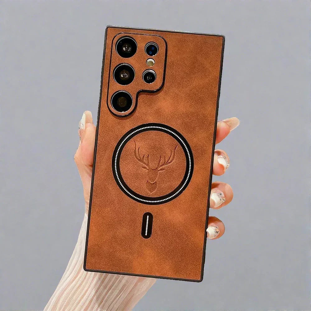 Étui en cuir Samsung Galaxy avec charge sans fil magnétique