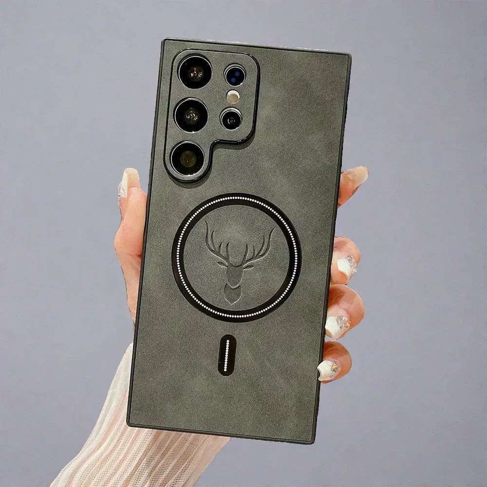 Étui en cuir Samsung Galaxy avec charge sans fil magnétique