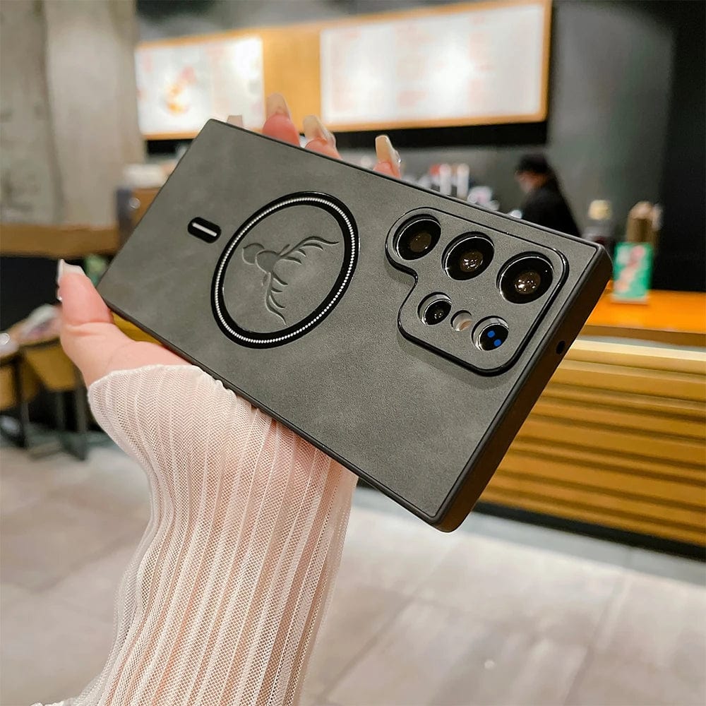 Étui en cuir Samsung Galaxy avec charge sans fil magnétique