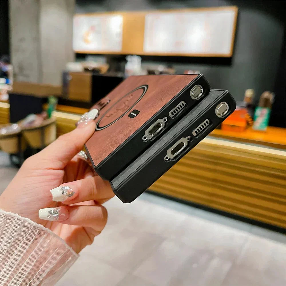 Étui en cuir Samsung Galaxy avec charge sans fil magnétique