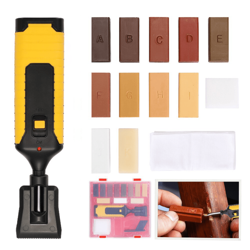 TimberMelt Color Tone Wax Set For Scratches On Wood Dents With Heating Pen
