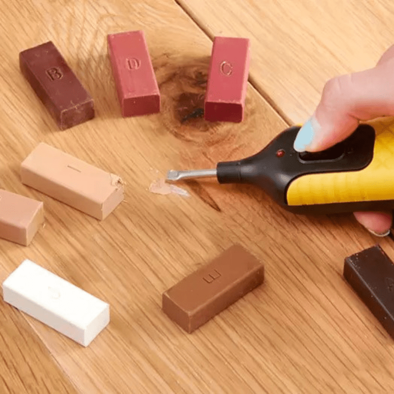 TimberMelt Color Tone Wax Set For Scratches On Wood Dents With Heating Pen